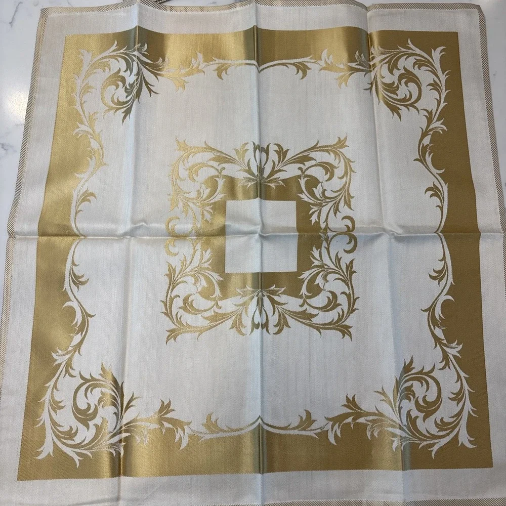 Vintage Jacquard Cloth Napkins Made‎ in Japan 19x19 Yellow Gold Fabric Gorgeous